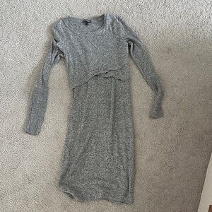 Express Heather Gray Long Sleeve Dress